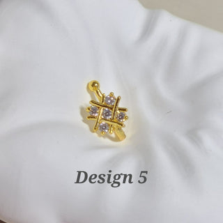 Meredith Gold CZ Diamond Simulant Clip - On Nose Ring (No Piercing Needed) - ECLAT INDIAN JEWELSNose Ring (Nath)Design 5
