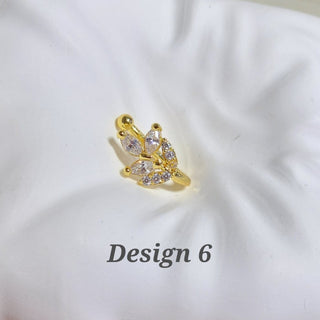 Meredith Gold CZ Diamond Simulant Clip - On Nose Ring (No Piercing Needed) - ECLAT INDIAN JEWELSNose Ring (Nath)Design 6