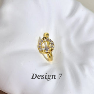Meredith Gold CZ Diamond Simulant Clip - On Nose Ring (No Piercing Needed) - ECLAT INDIAN JEWELSNose Ring (Nath)Design 7
