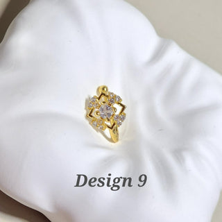 Meredith Gold CZ Diamond Simulant Clip - On Nose Ring (No Piercing Needed) - ECLAT INDIAN JEWELSNose Ring (Nath)Design 9