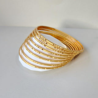 Merryn Gold Finish Bangle Set (Set of 8) (2.4, 2.6, 2.8 & 2.10 Available) - ECLAT INDIAN JEWELSBangle, Kadas & Bracelets2.4