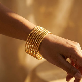 Merryn Gold Finish Bangle Set (Set of 8) (2.4, 2.6, 2.8 & 2.10 Available) - ECLAT INDIAN JEWELSBangle, Kadas & Bracelets2.4