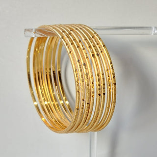 Merryn Gold Finish Bangle Set (Set of 8) (2.4, 2.6, 2.8 & 2.10 Available) - ECLAT INDIAN JEWELSBangle, Kadas & Bracelets2.4