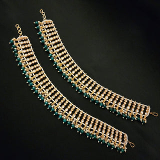 Mia Kundan Gold Plated Anklets / Payal - ECLAT INDIAN JEWELSAnklets (Payal)Green