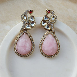 Mia Light Pink Peacock Earrings - ECLAT INDIAN JEWELSEarringsPink