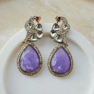 Mia Light Purple Peacock Earrings - ECLAT INDIAN JEWELSEarringsPurple