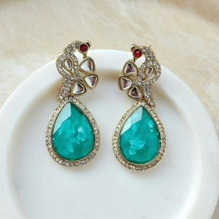 Mia Sea Blue Peacock Earrings - ECLAT INDIAN JEWELSEarringsBlue