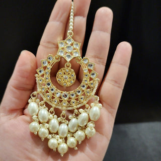 Mia White Kundan Necklace Set with Tikka & Passa - ECLAT INDIAN JEWELSNecklace SetsWhite