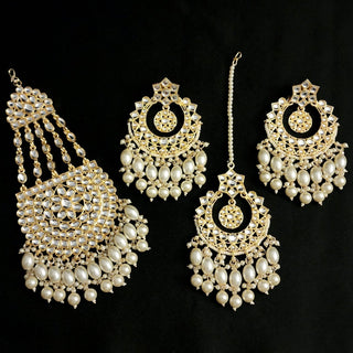 Mia White Kundan Necklace Set with Tikka & Passa - ECLAT INDIAN JEWELSNecklace SetsWhite