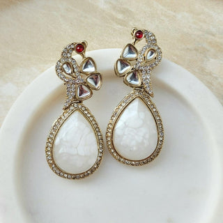 Mia White Peacock Earrings - ECLAT INDIAN JEWELSEarringsWhite