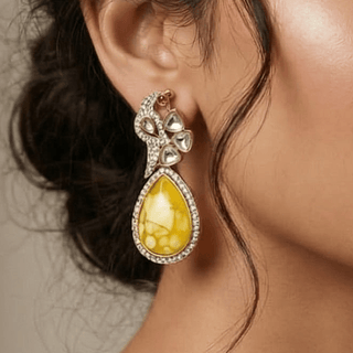 Mia Yellow Peacock Earrings - ECLAT INDIAN JEWELSEarringsYellow