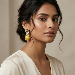 Mia Yellow Peacock Earrings - ECLAT INDIAN JEWELSEarringsYellow