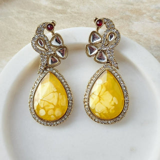 Mia Yellow Peacock Earrings - ECLAT INDIAN JEWELSEarringsYellow