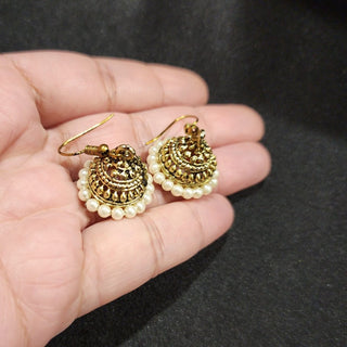 Mila White Mini Gold Finish Jhumki Earrings - ECLAT INDIAN JEWELSEarringsWhite