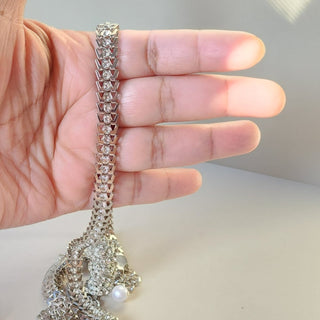 Milani Silver Saree Reversible 2 - in - 1 Waist Belt / Belly Chain / Kamar Patta - ECLAT INDIAN JEWELSSaree Accessories