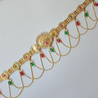 Milena Multicolour Saree Kemp Peacock Waist Chain / Kamar Kandora / Kamar Patta - ECLAT INDIAN JEWELSSaree Accessories