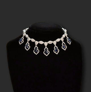 Millie Blue CZ Diamond Simulant Necklace Set - ECLAT INDIAN JEWELSNecklace SetsBlue