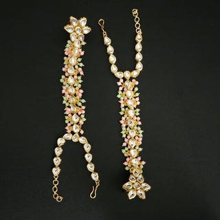 Millie Complete Pastel Pink and Green Uncut Kundan Set - ECLAT INDIAN JEWELSNecklace SetsPink