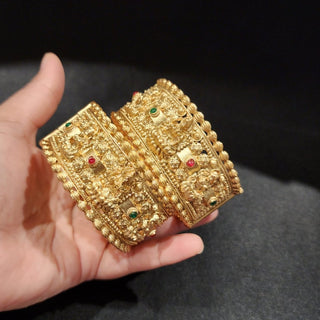 Millie Gold Goddess Lakhsmi Temple Kada Openable Bangle Set (2.6, 2.8) - ECLAT INDIAN JEWELSBangle, Kadas & Bracelets2.4
