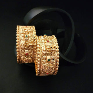 Millie Gold Goddess Lakhsmi Temple Kada Openable Bangle Set (2.6, 2.8) - ECLAT INDIAN JEWELSBangle, Kadas & Bracelets2.4