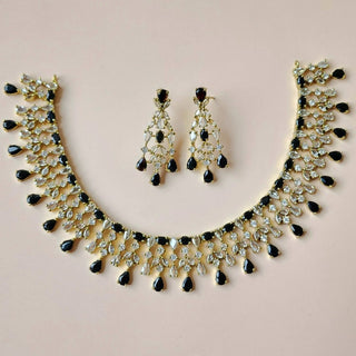 Mira Black Diamond Simulant Necklace Set - ECLAT INDIAN JEWELSNecklace SetsBlack
