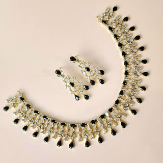 Mira Black Diamond Simulant Necklace Set - ECLAT INDIAN JEWELSNecklace SetsBlack