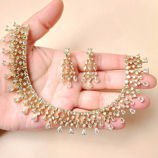 Mira White Diamond Simulant Necklace Set - ECLAT INDIAN JEWELSNecklace SetsWhite