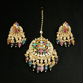 Mirabel Multicolour Pachi Kundan Luxury Collection Tikka Set - ECLAT INDIAN JEWELSTikka SetsMulticolour