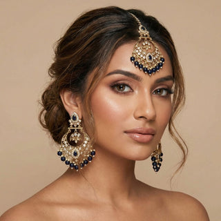 Miranda Black Polki Tikka Set - ECLAT INDIAN JEWELSTikka SetsBlack