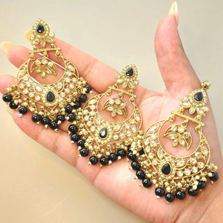 Miranda Black Polki Tikka Set - ECLAT INDIAN JEWELSTikka SetsBlack
