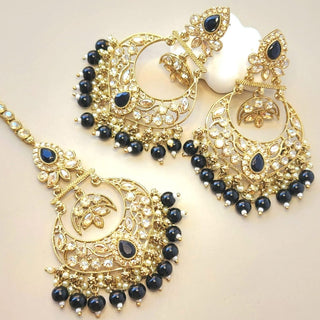 Miranda Black Polki Tikka Set - ECLAT INDIAN JEWELSTikka SetsBlack