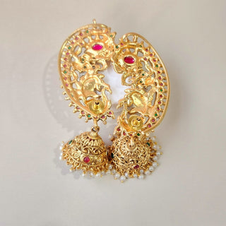 Miranda Multicolour Kemp Peacock Jhumka Ear Cuff Earrings - ECLAT INDIAN JEWELSEarringsMulticolour
