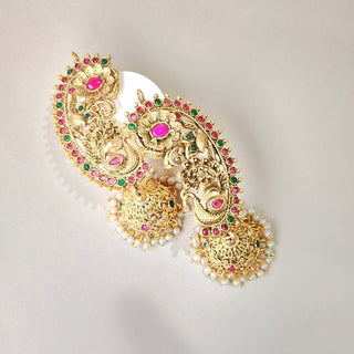 Miranda Multicolour Kemp Peacock Jhumka Ear Cuff Earrings - ECLAT INDIAN JEWELSEarringsMulticolour