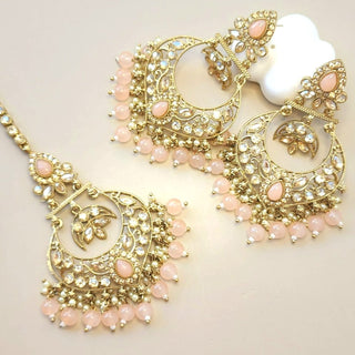 Miranda Peach Polki Tikka Set - ECLAT INDIAN JEWELSTikka SetsPeach
