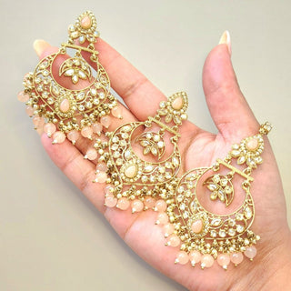 Miranda Peach Polki Tikka Set - ECLAT INDIAN JEWELSTikka SetsPeach