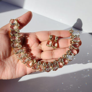 Miraya Clear White Diamond Simulant Necklace Set - ECLAT INDIAN JEWELSNecklace SetsClear
