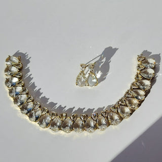 Miraya Clear White Diamond Simulant Necklace Set - ECLAT INDIAN JEWELSNecklace SetsClear
