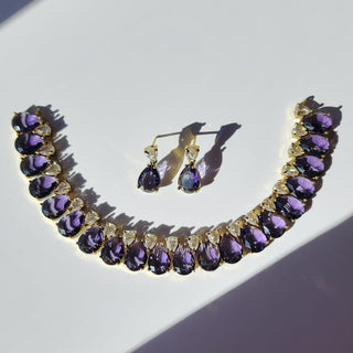 Miraya Purple Diamond Simulant Necklace Set - ECLAT INDIAN JEWELSNecklace SetsPurple