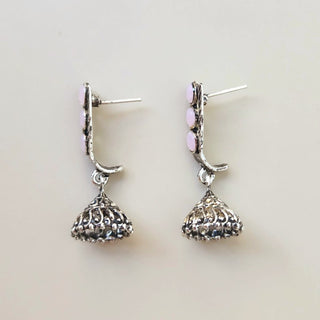 Miriam Light Pink German Silver Mini Jhumka Earrings - ECLAT INDIAN JEWELSEarringsPink
