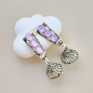 Miriam Light Purple German Silver Mini Jhumka Earrings - ECLAT INDIAN JEWELSEarringsPurple