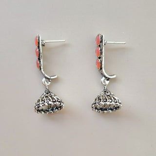 Miriam Peach German Silver Mini Jhumka Earrings - ECLAT INDIAN JEWELSEarringsPeach