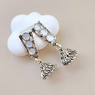 Miriam White German Silver Mini Jhumka Earrings - ECLAT INDIAN JEWELSEarringsWhite