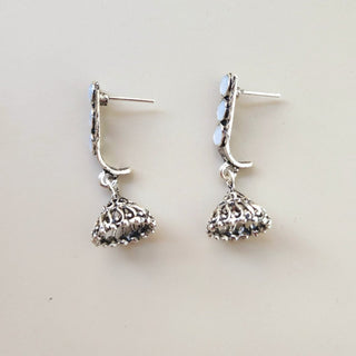 Miriam White German Silver Mini Jhumka Earrings - ECLAT INDIAN JEWELSEarringsWhite