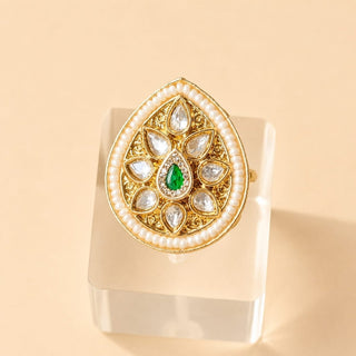 Mirielle Green Moissanite Adjustable Ring - ECLAT INDIAN JEWELSRing JewelleryGreen