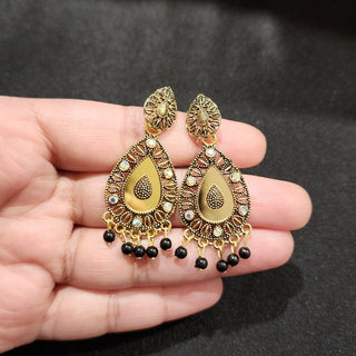 Miryam Gold Mirror Black Earrings - ECLAT INDIAN JEWELSEarringsBlack