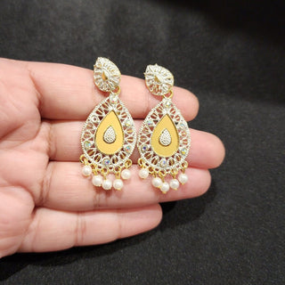 Miryam Gold Mirror White Earrings - ECLAT INDIAN JEWELSEarringsWhite