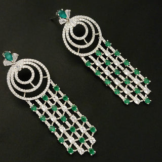 Naazeen Green Multicolour CZ Earrings - ECLAT INDIAN JEWELSEarringsGreen