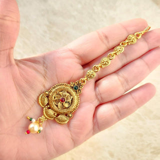 Nadine Multicolour Gold Maang Tikka - ECLAT INDIAN JEWELSMaang TikkaGold