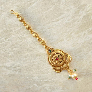 Nadine Multicolour Gold Maang Tikka - ECLAT INDIAN JEWELSMaang TikkaGold