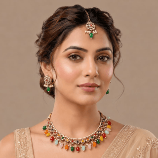 Nadiya Multicolour Kundan Necklace Set - ECLAT INDIAN JEWELSNecklace SetsMulticolor